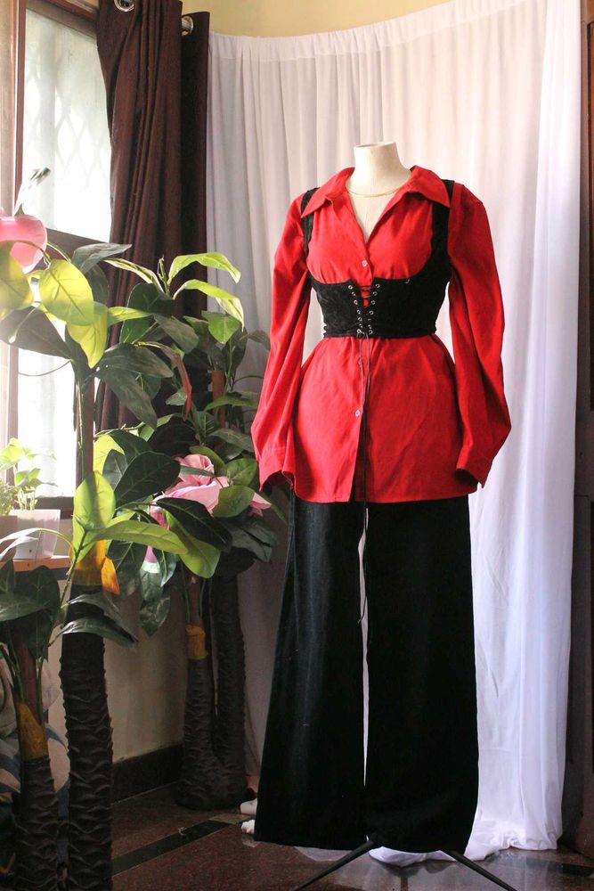 Red Oversized Shirt Without Shoulder Belt