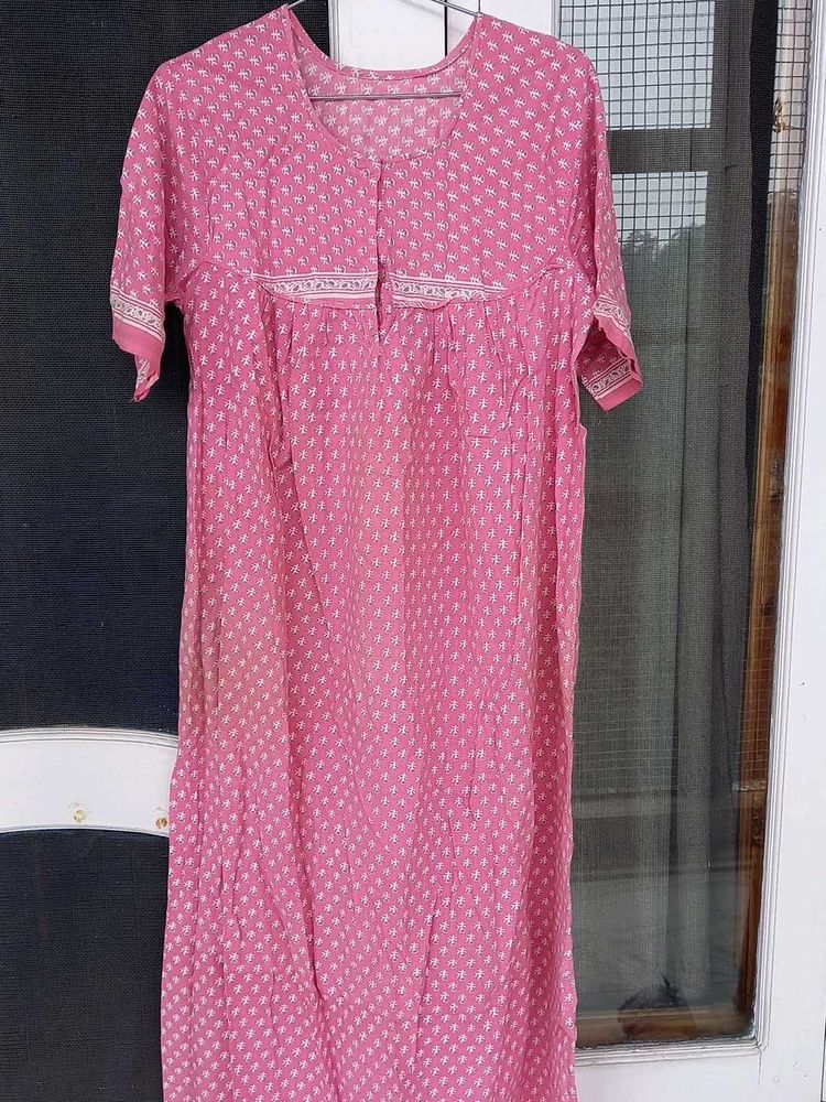 Pink Cotton Nighty