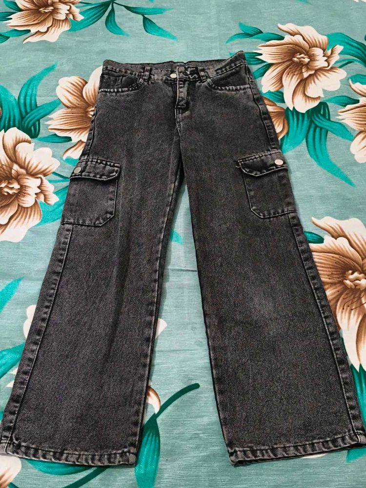 Black Wash Cargo Jeans
