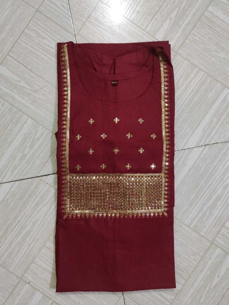 Maroon Embroidered Kurti