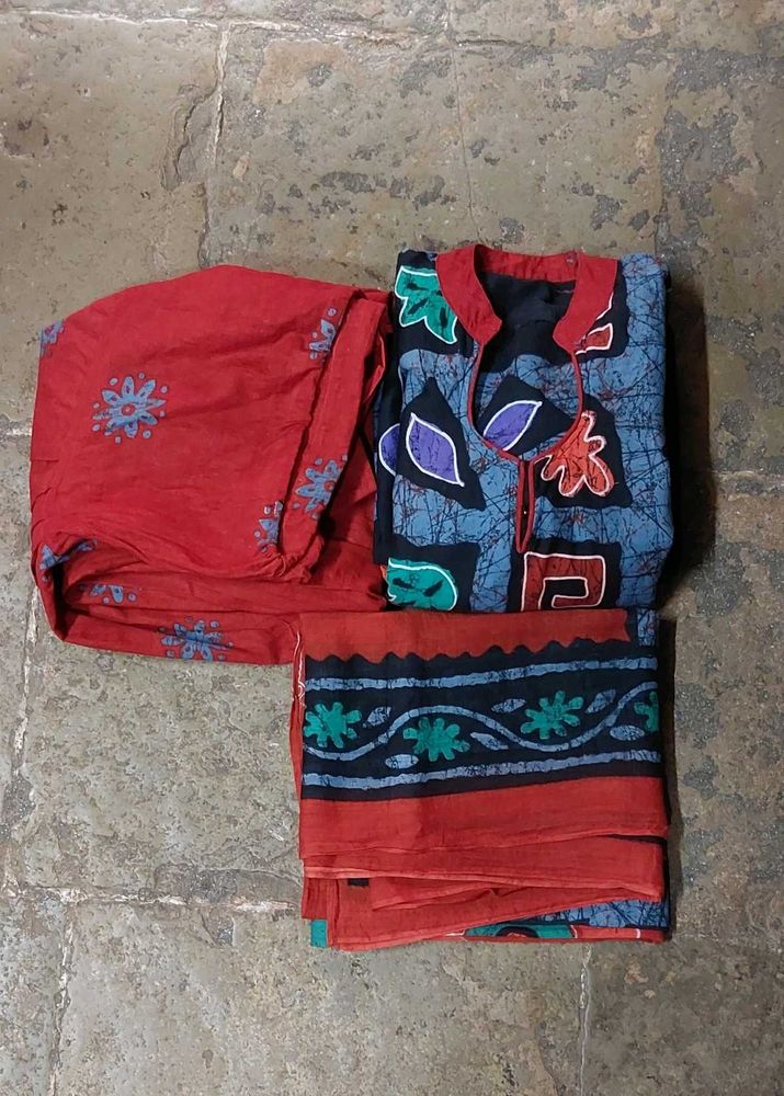 Batik Printed Cotton Kurta Set
