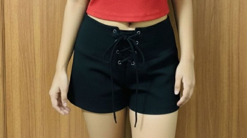 Lace-Up Black Shorts