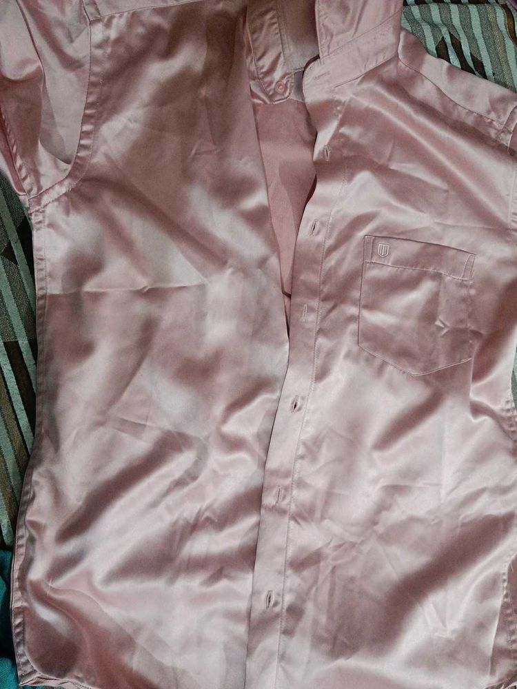 Pink Satin Shirt