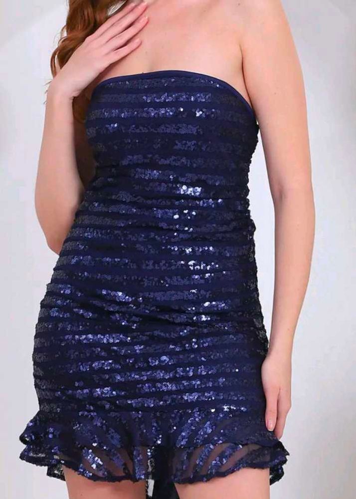 Sparkly Navy Blue Bodycon Dress