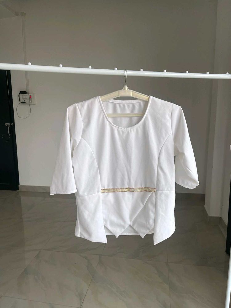 White Blouse with Gold Detail