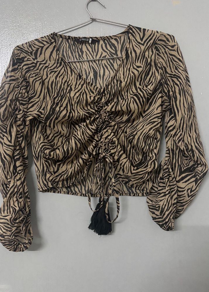 Zebra Print Long Sleeve Top