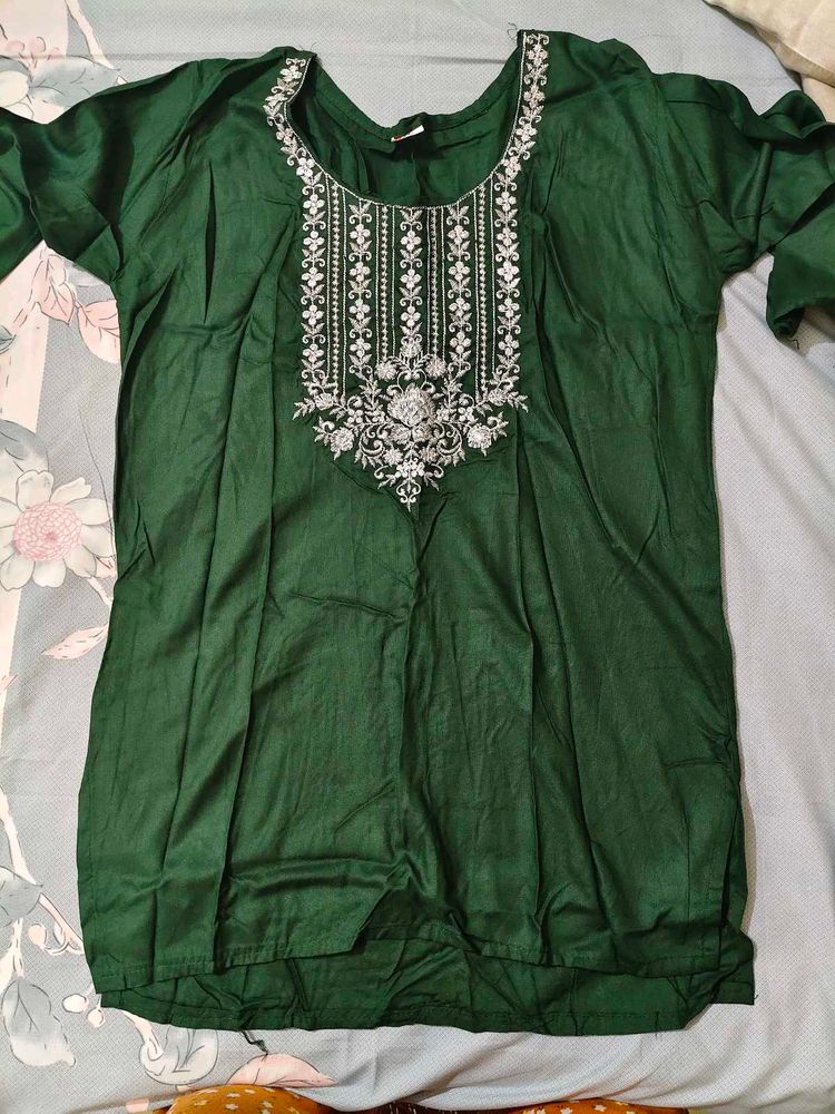 Emerald Green Embroidered Kurti