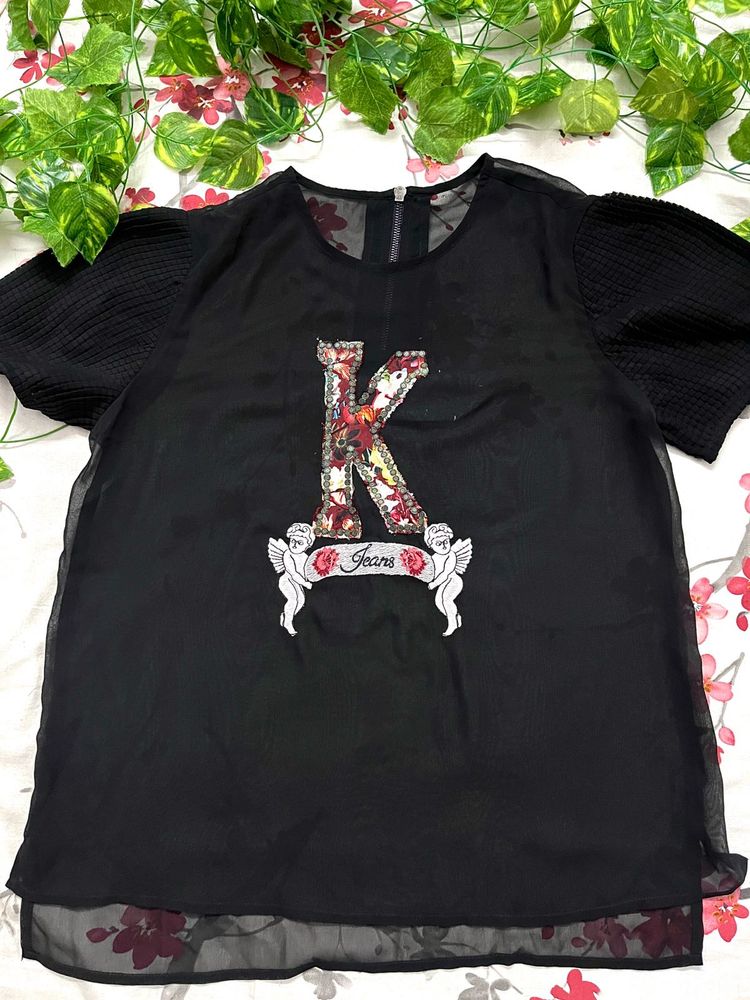 Women’s Black Sheer Top