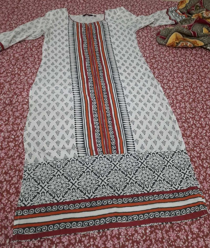 Self Print Kurti Cotton Long Office College Wear