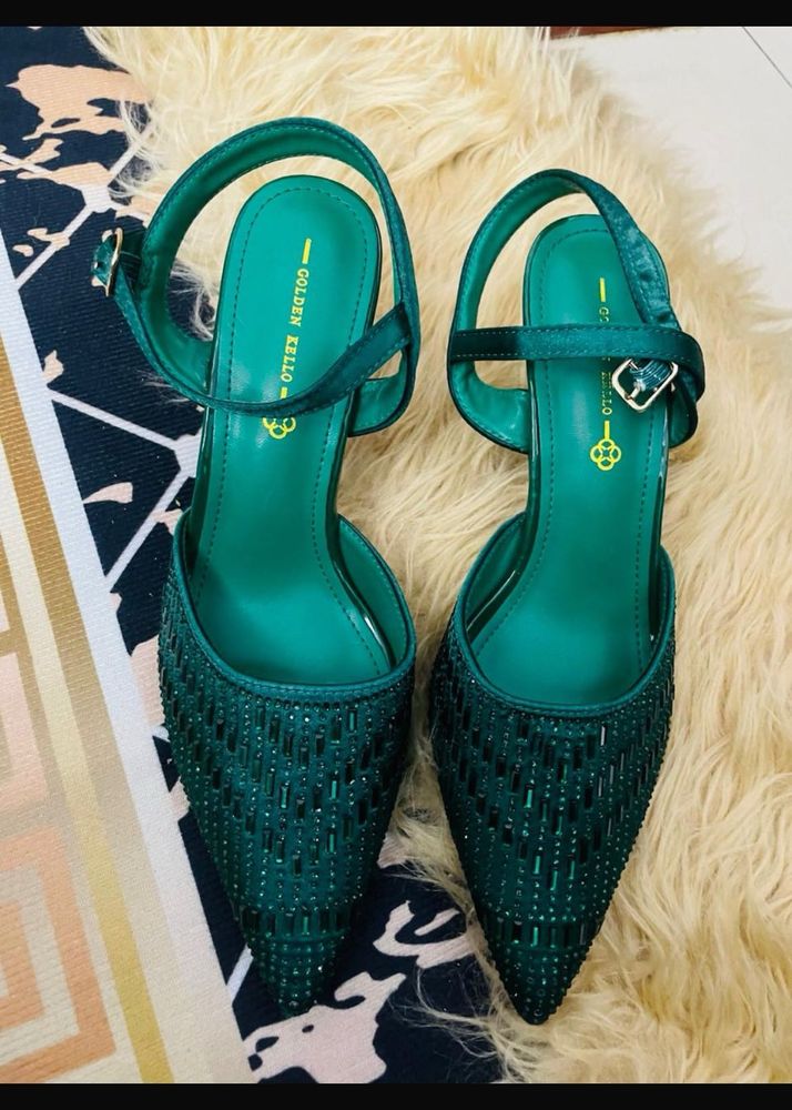 Green Heeled Sandals
