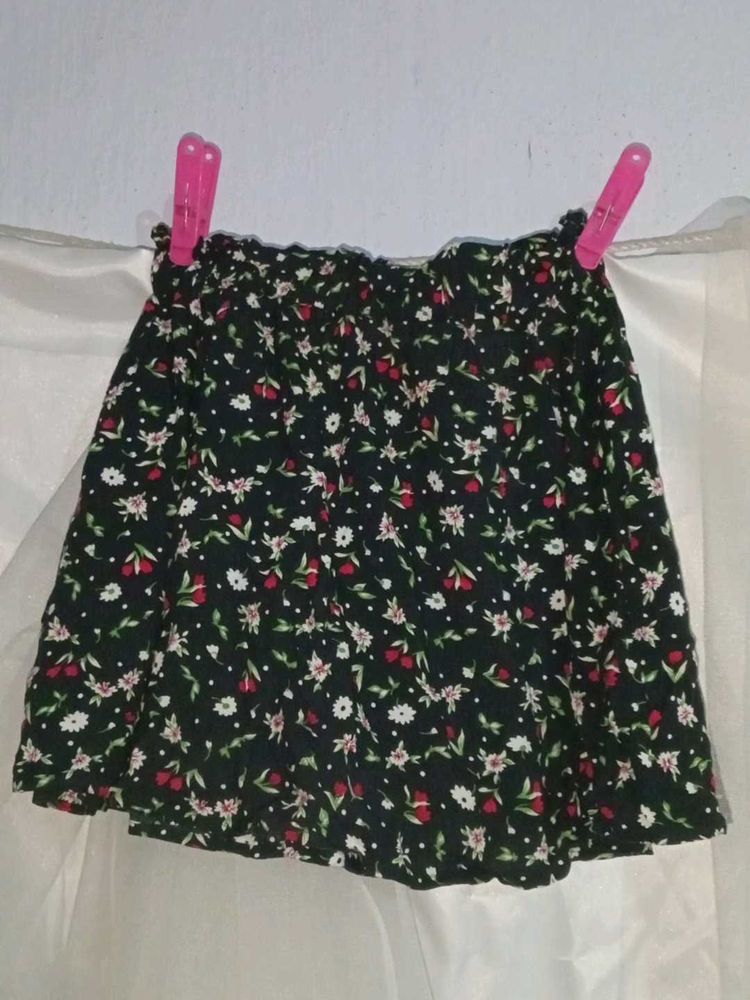 Floral Print Mini Skirt With Belt