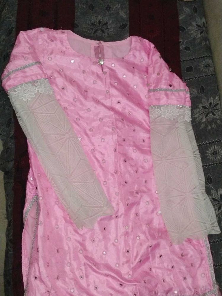 Unique Party Wear Pink Kurta
