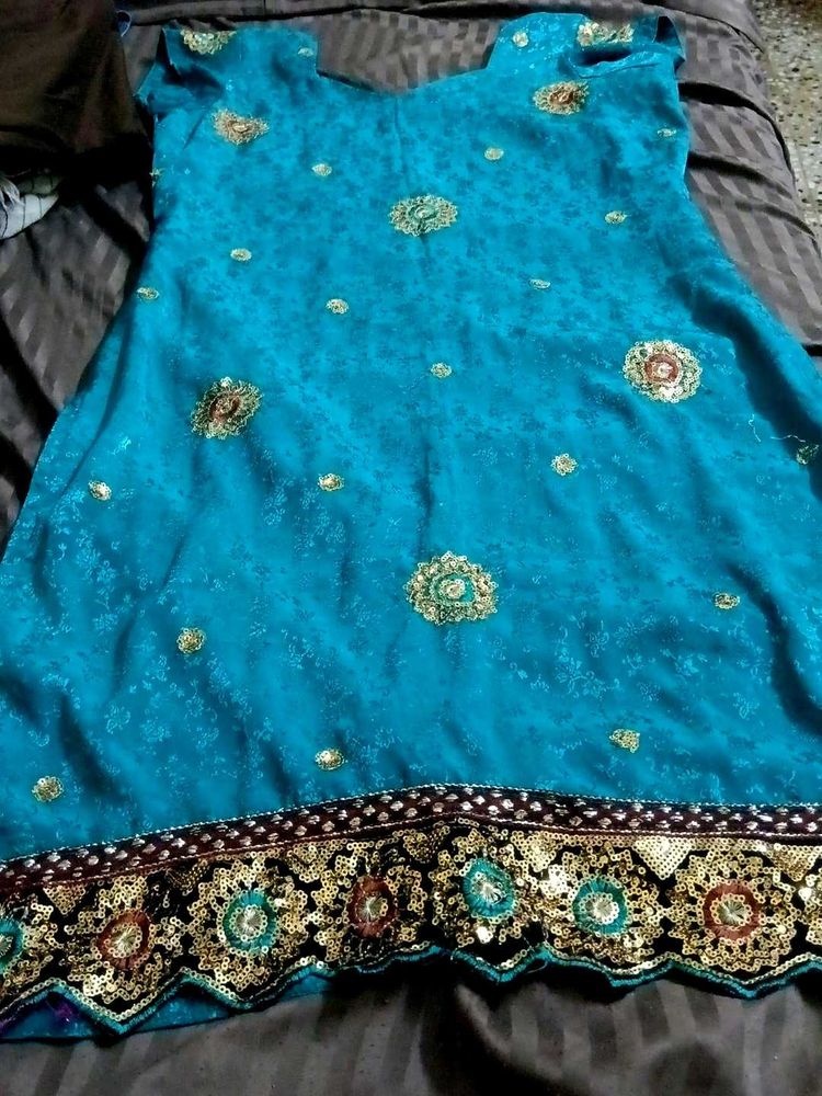 Teal Indian Embroidered Dress