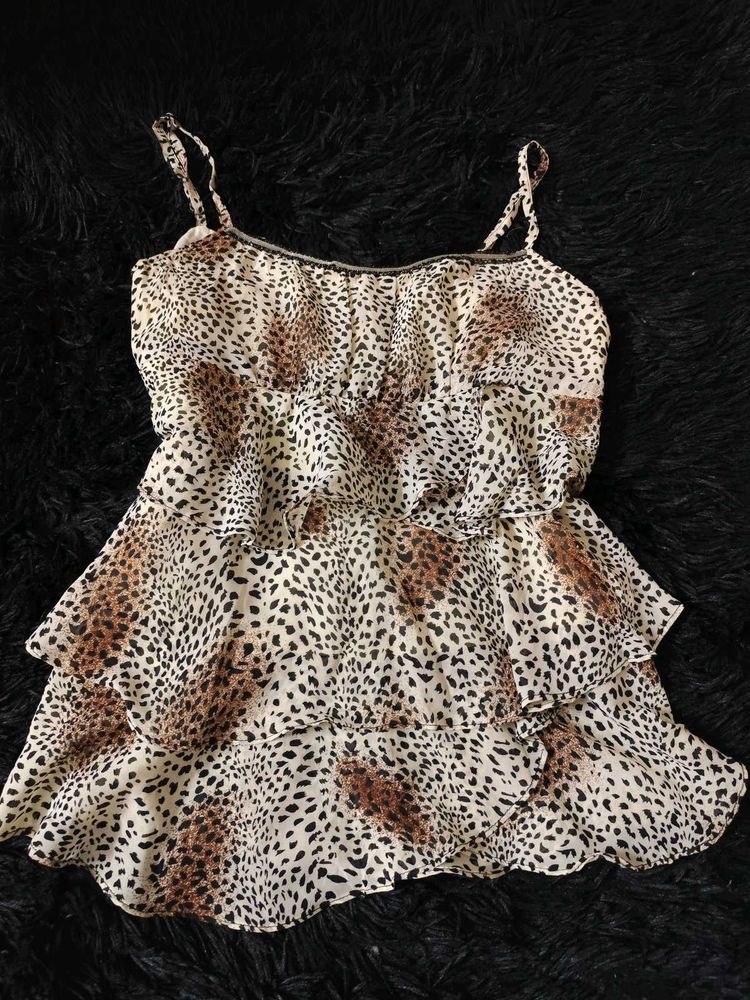 Leopard Print Tiered Top