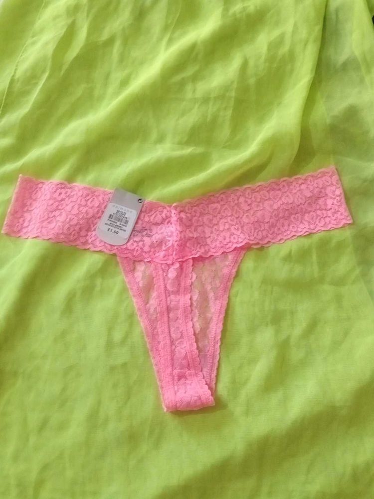 Pink Lace Thong Panty