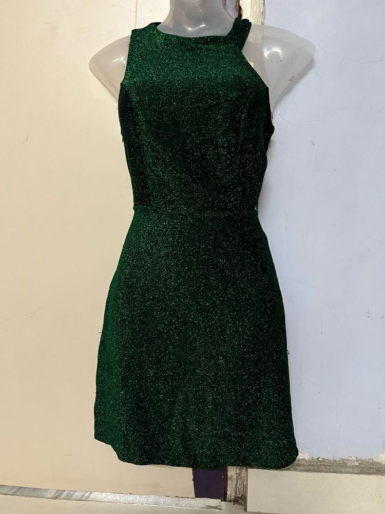 Emerald Green Glitter Mini Dress