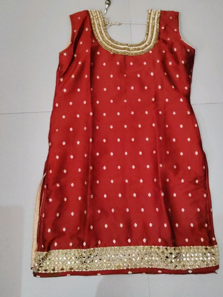 Patiyala Slwar Kurta With Duptta .. Maroon &amp;cream