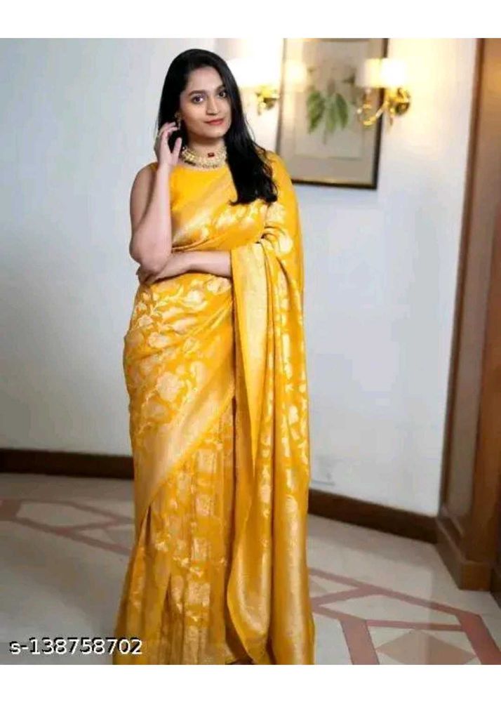 Yellow Floral Pattern Saree