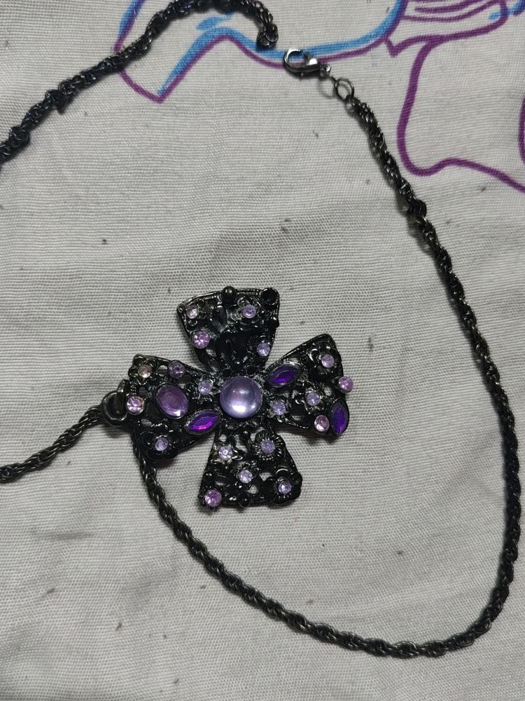 Purple Stone Chain Necklace