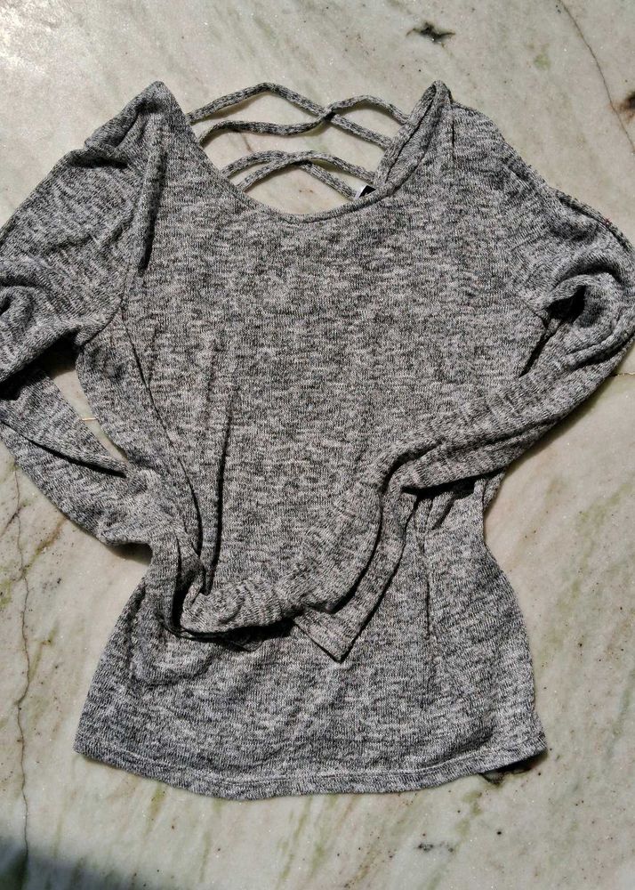 Gray Criss-Cross Back Top