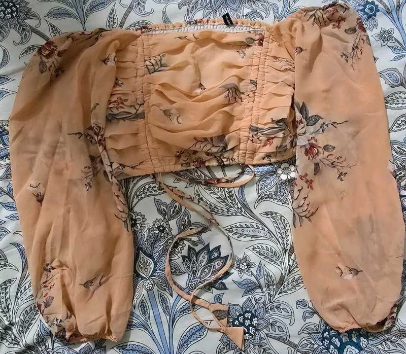 Floral Chiffon Crop Top