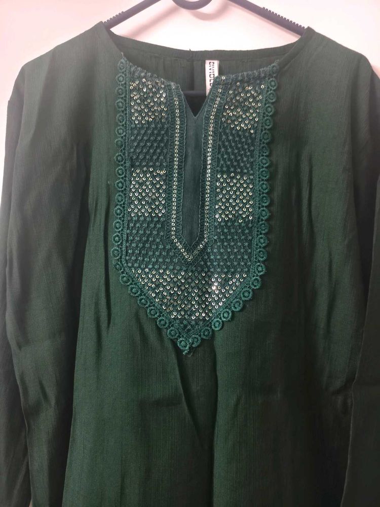 Green Embroidered Top
