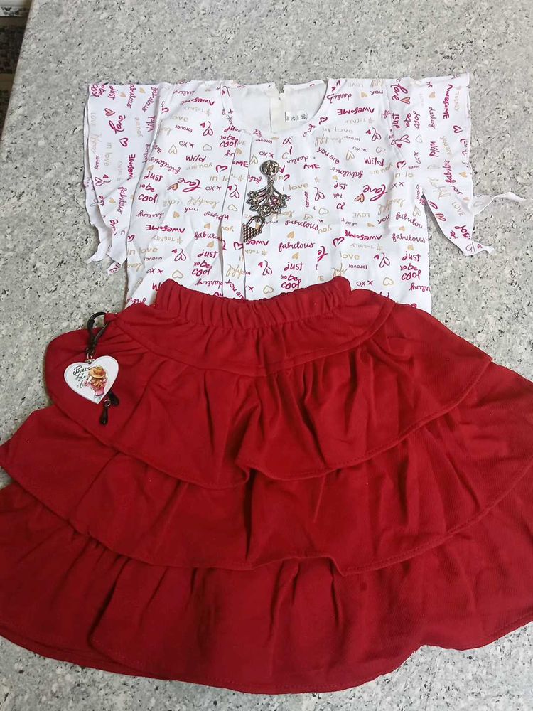 Girls Top and Ruffled Skirt Set