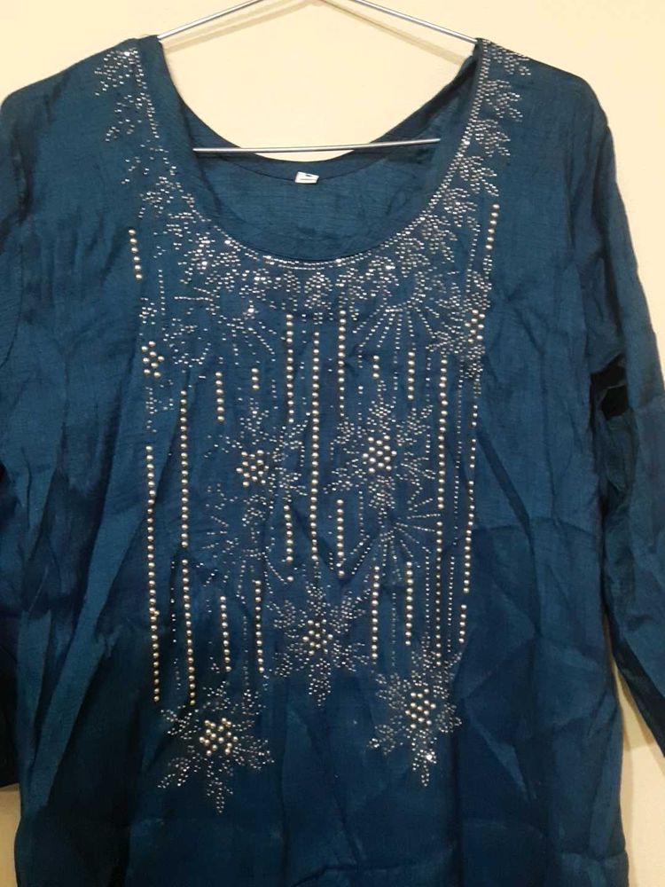 Teal Embellished Kurta
