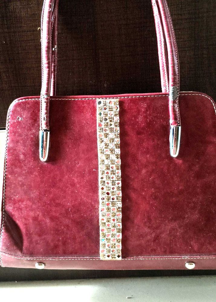 Elegant Maroon Handbag