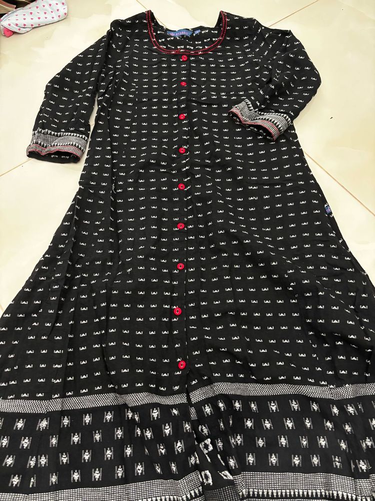 Printed Black Kurta