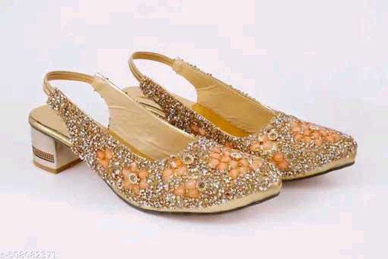 Elegant Gold Embellished Slingback Heels