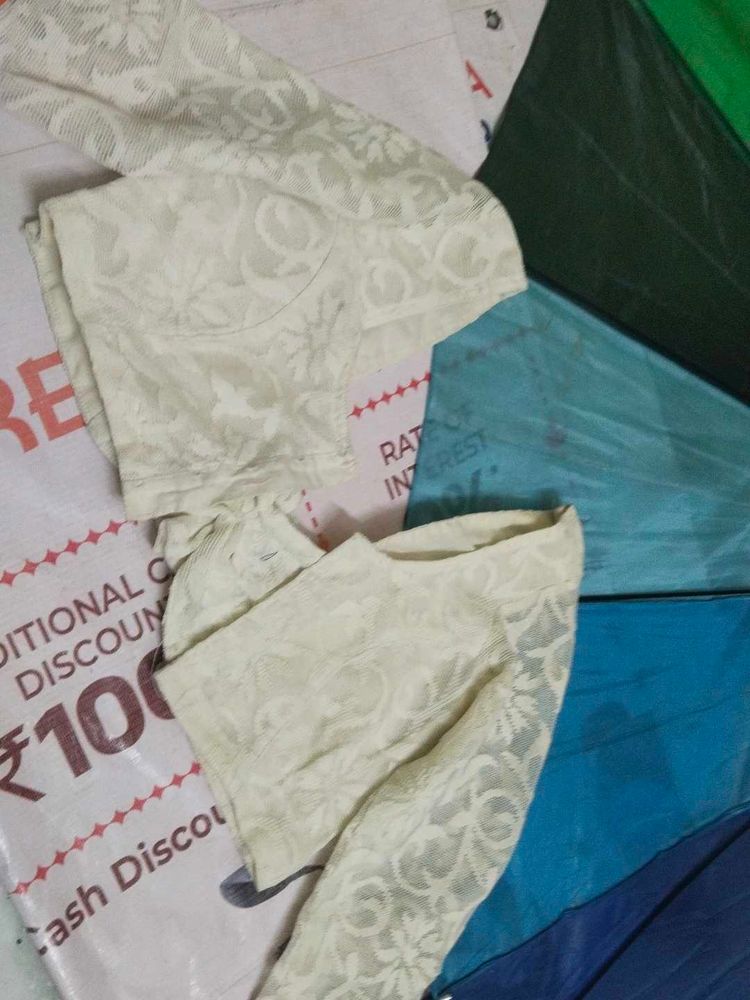 Lace Blouse off white cream colour. floral febric