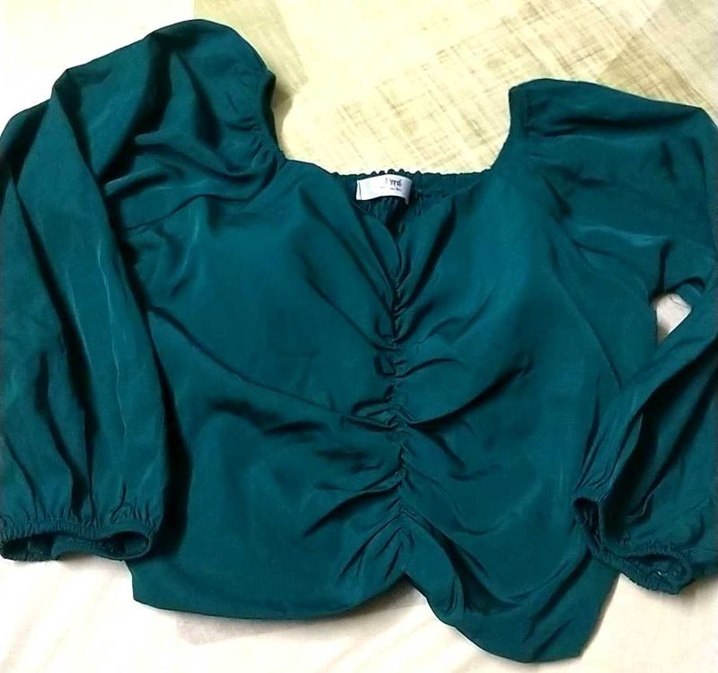 Teal Ruched Long Sleeve Top
