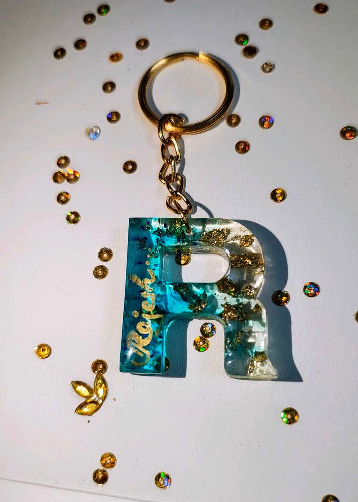 Resin Initial Keychain - R