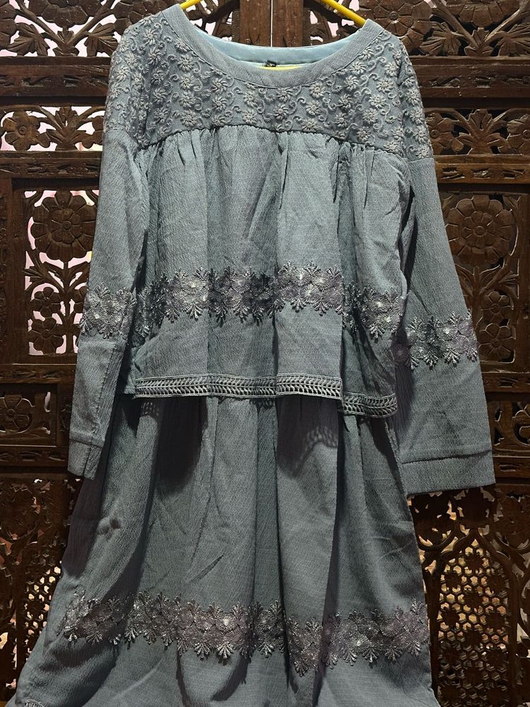 Blue Color Flare Dress