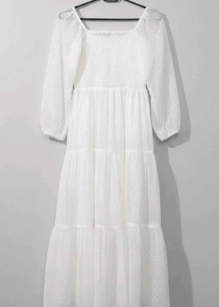 White korean long frock