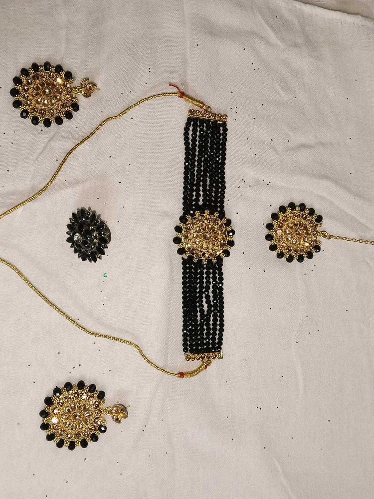 Elegant Black &amp; Gold Jewelry Set