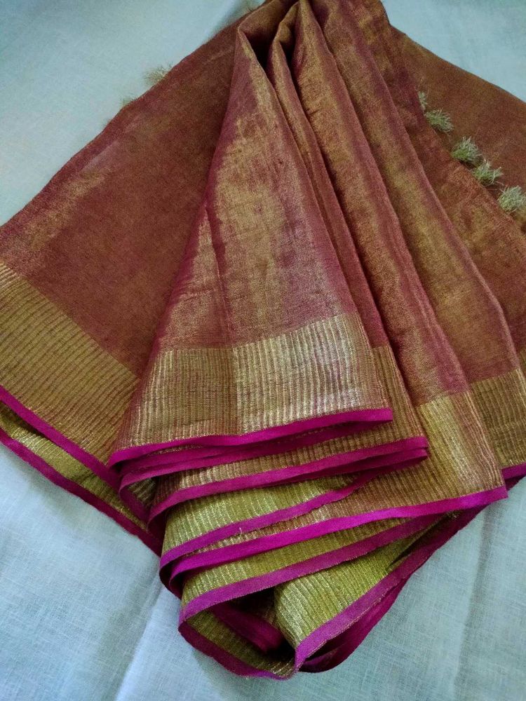 Tissue Linen Saree with blouse
