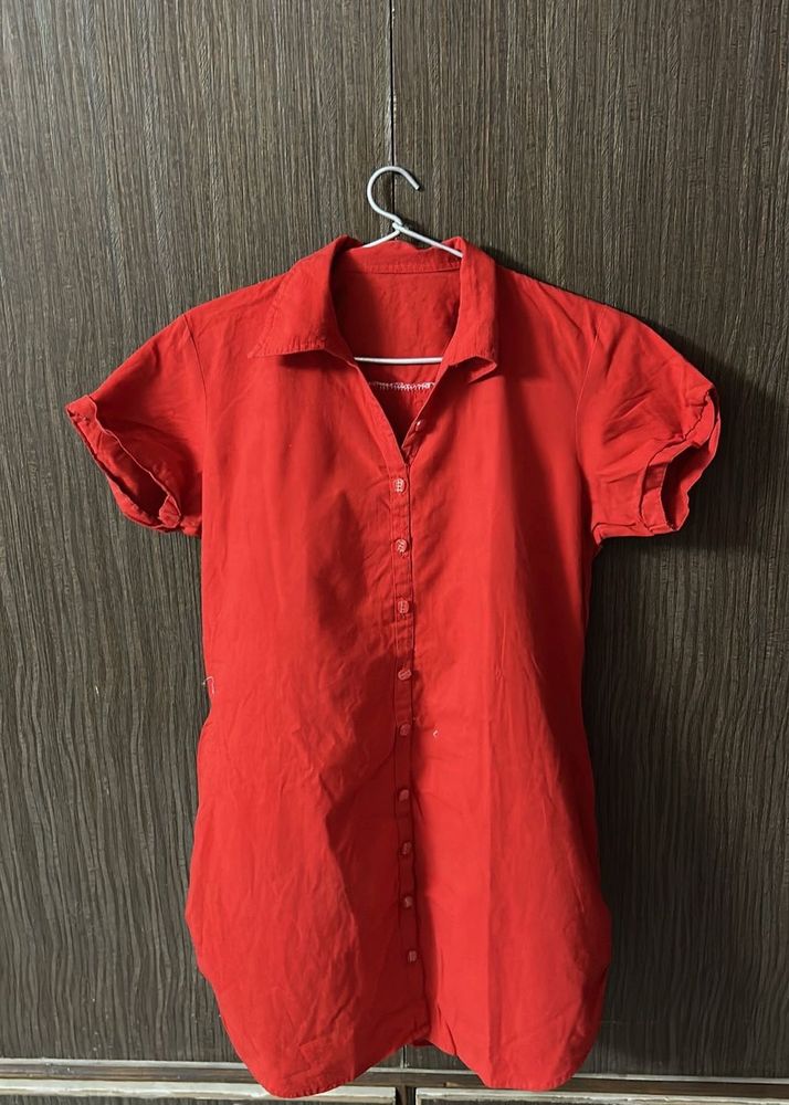 Red Button-Down Dress