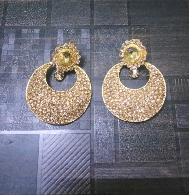 Statement Gold Rhinestone Earrings