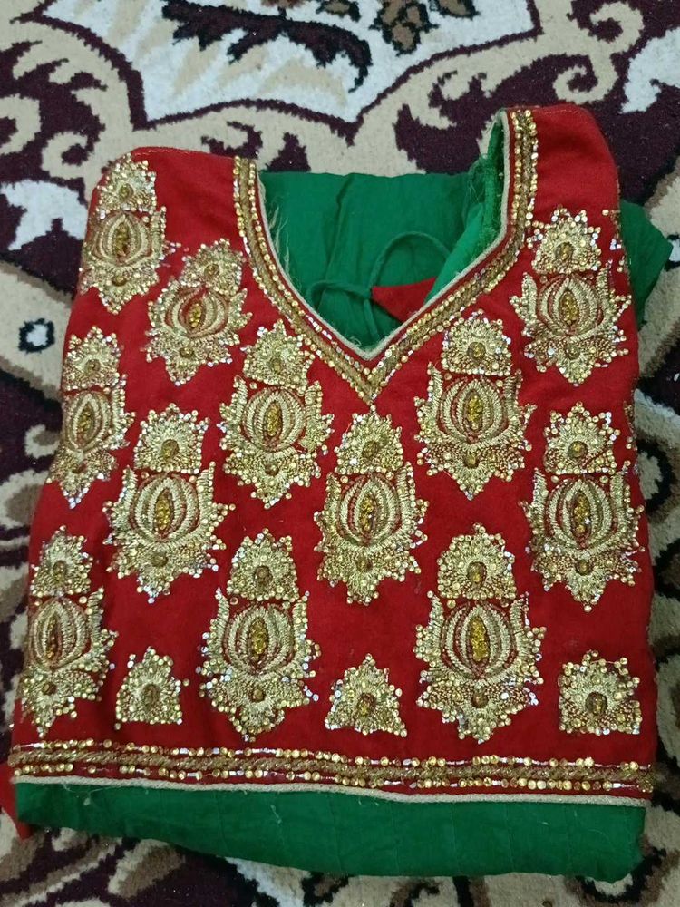 Red &amp; Gold Embroidered Indian Suit