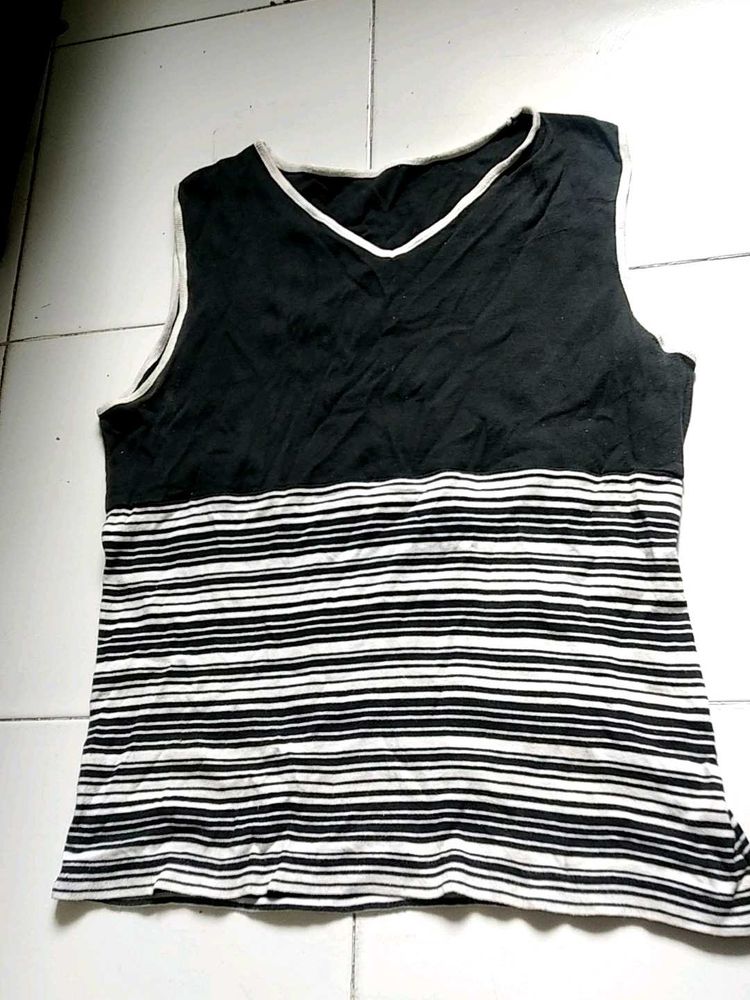 Black &amp; White Striped Tank Top