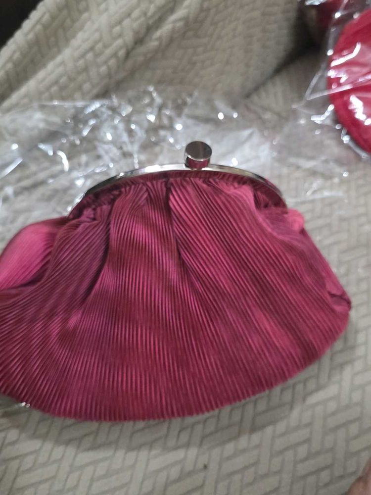 Pink Potli Clutch With Pearl Handle Big Size