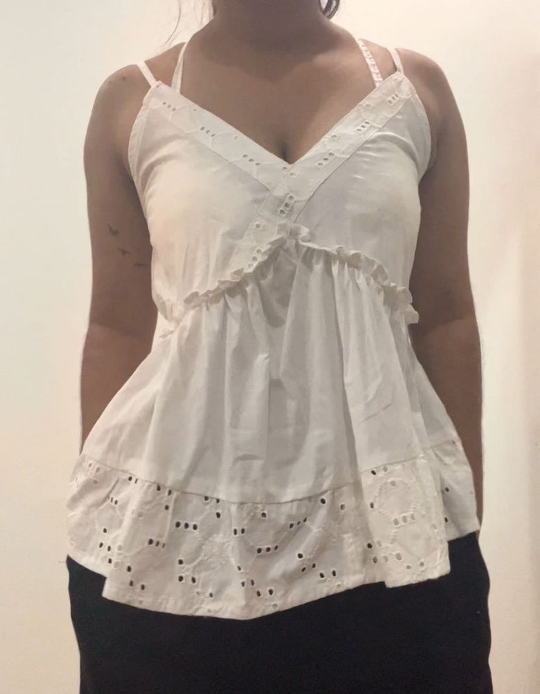 White Hakoba Strap Aline Top