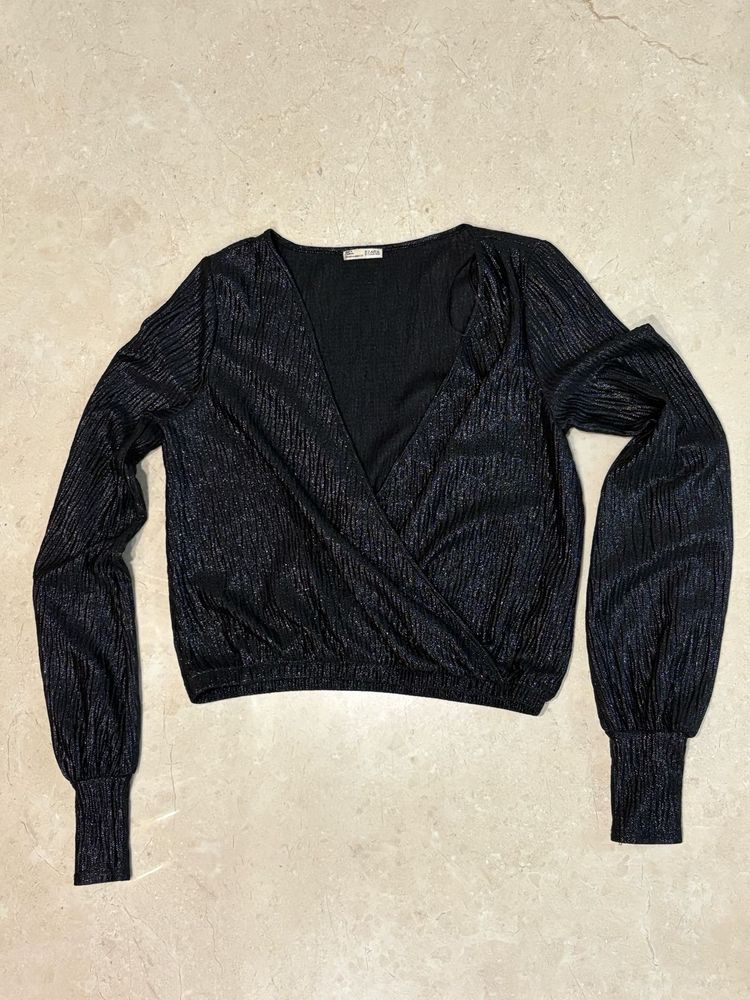 Elegant Party Black Wrap Top