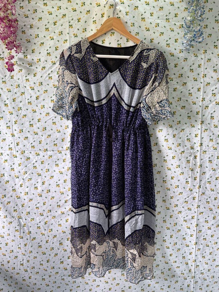 Vintage Sheer Horse Print Dress