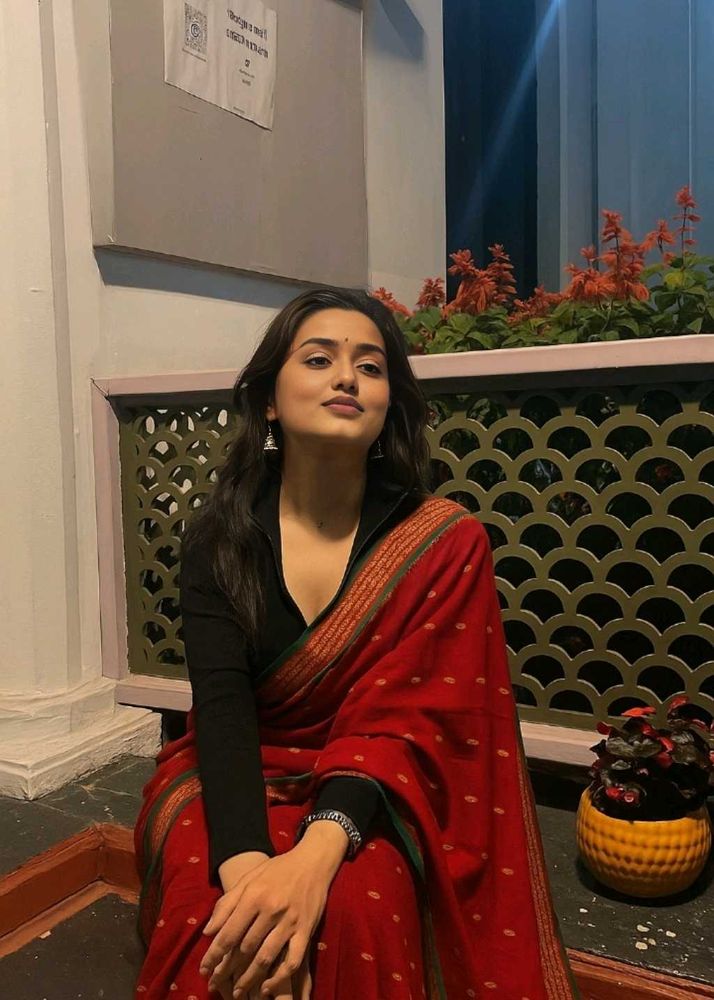 New Red pure Cotton Emboidered Saree🌻