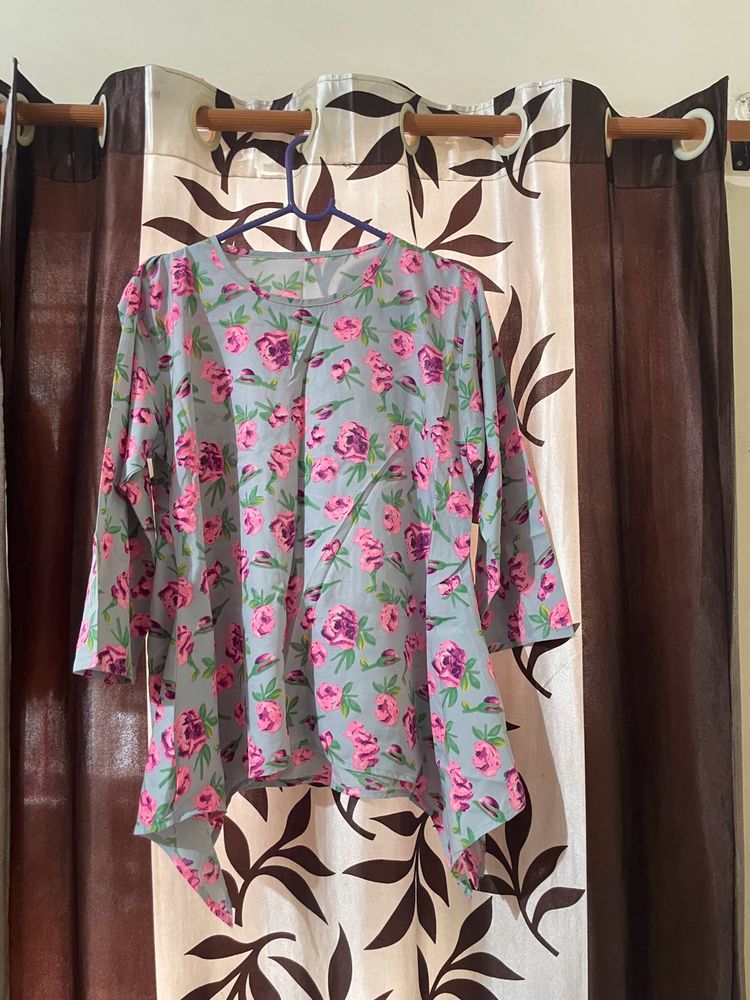 Flower Printed Side Knot Top