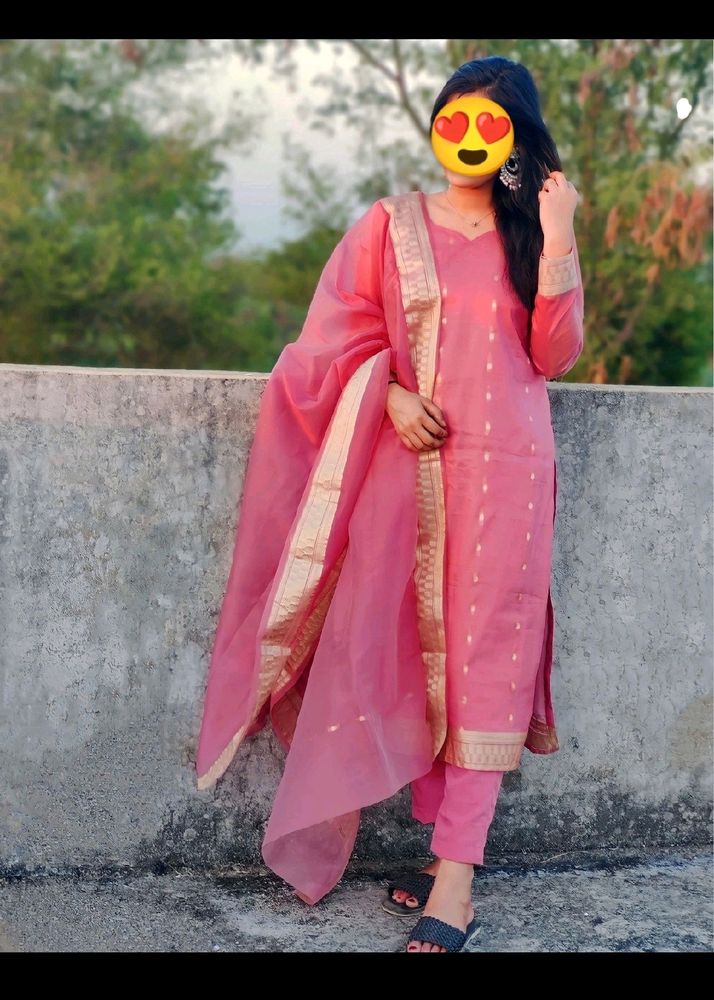 Organza Kurta Pants And Dupatta