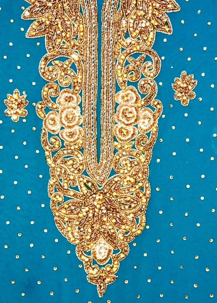 Teal Stone-work Party Wear Kurta &amp; Dupatta